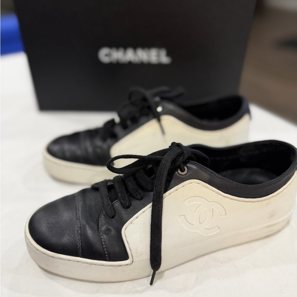 Chanel Two-Tone Black and White Sneakers